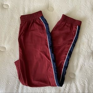 garage windbreaker pants - maroon